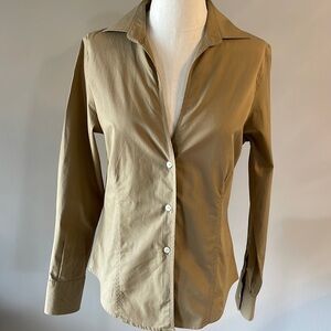 PAUL SMITH women’s MADE IN ITALY button down shirt cotton luxury khaki color S/M